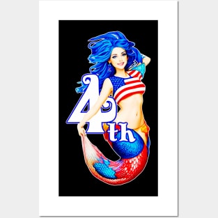 Independence day 4th of july mermaid celebrate Posters and Art